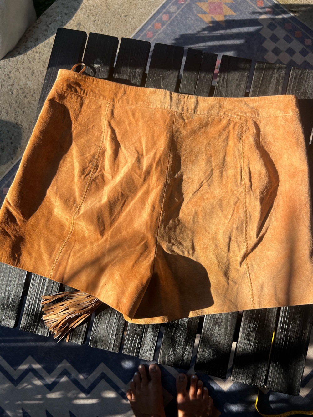Intermix Suede Lace-Up Shorts Camel - Picture 3 of 8